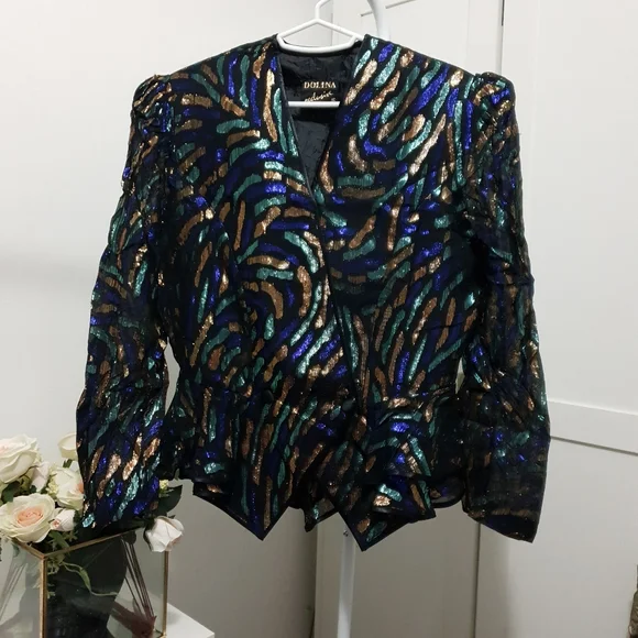 AUS16 Vintage Dolina Exclusive Blazer Metallic. Polyester Lurex. - Picture 2 of 16